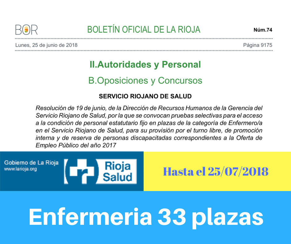 Convocatoria oposiciones enfermeria Servicio Riojano de Salud
