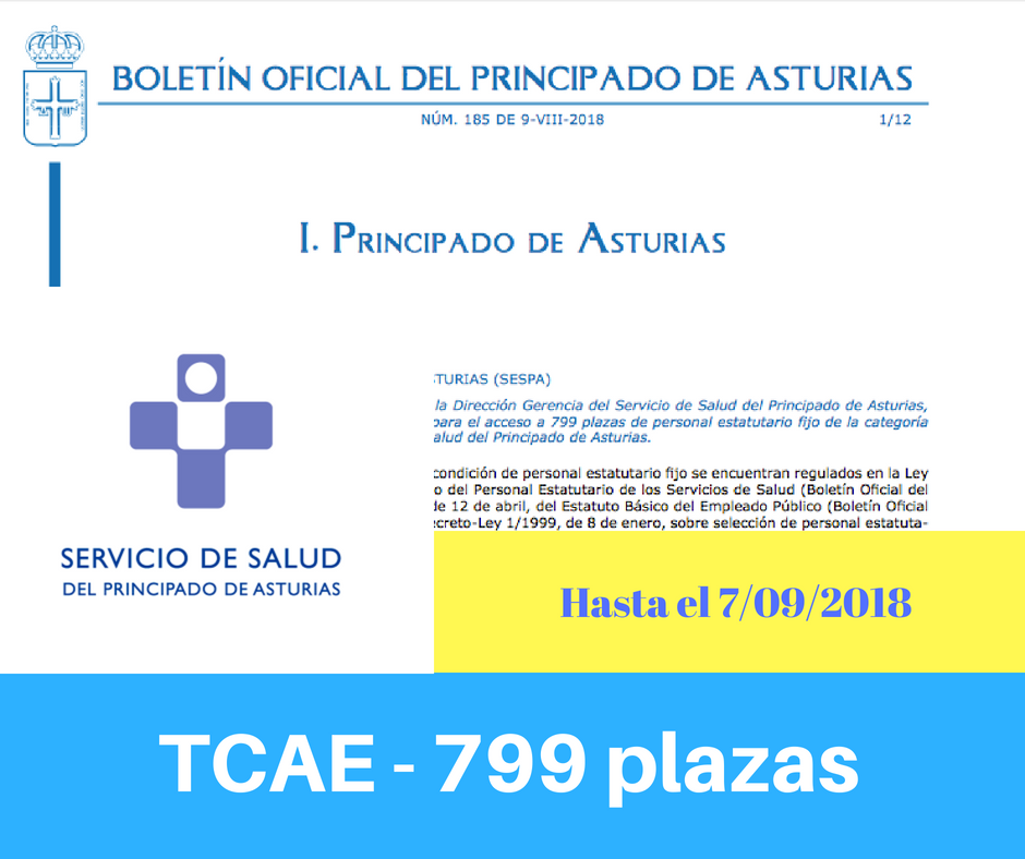 Convocatoria de oposiciones TCAE Principado de Asturias
