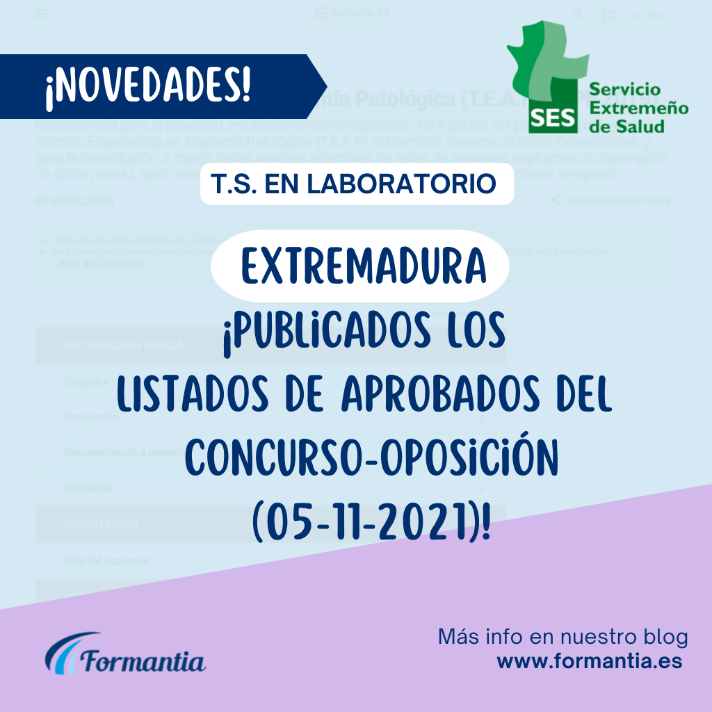 Listado de aprobados del concurso-oposición de T.S en Laboratorio de diagnóstico clínico para Extremadura.