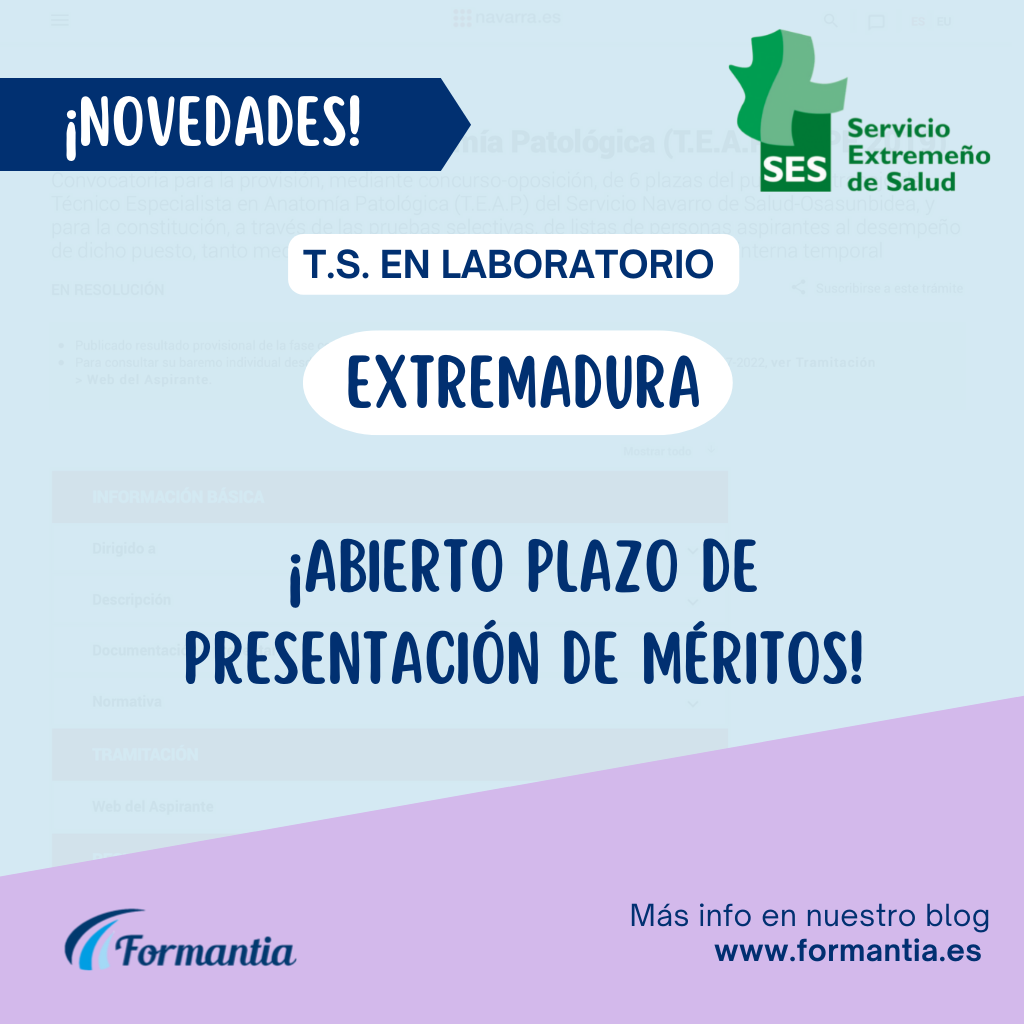 Abierto plazo de presentación de méritos T.S en Laboratorio para Extremadura