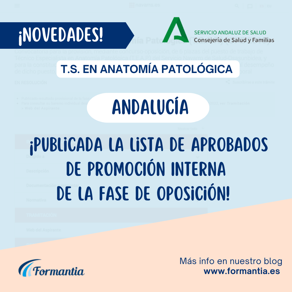Listado de aprobados fase oposición de promoción interna de T.S. Anatomía Patológica para Andalucía 2022. 7 de julio de 2022.