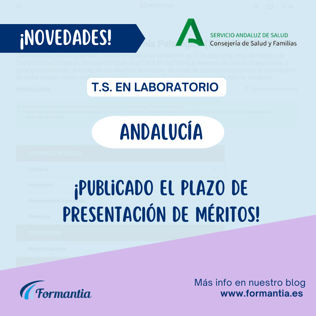 Publicado el plazo de presentación de méritos de T.S Laboratorio para Andalucía 2022