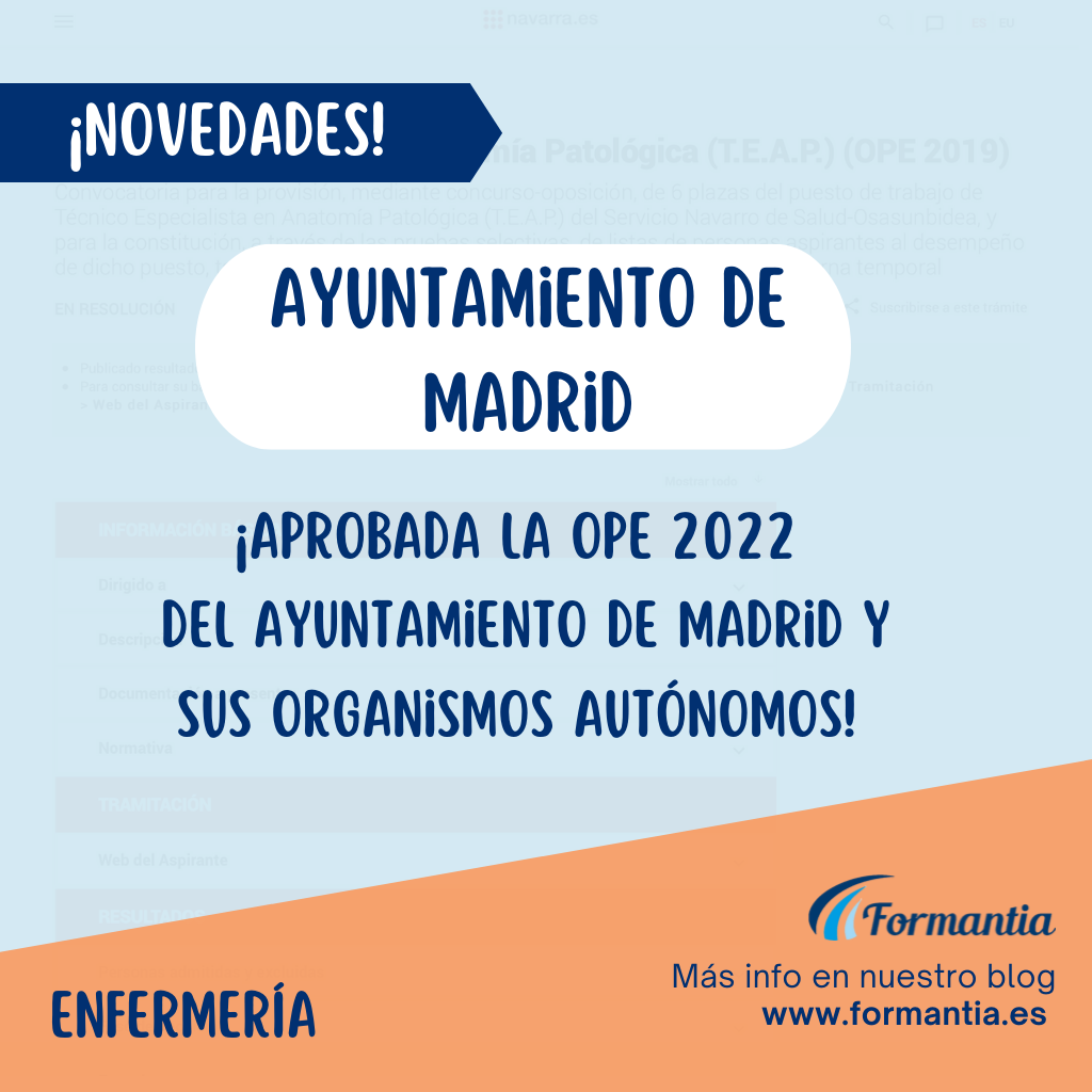 Aprobada la OPE 2022 del Ayuntamiento de Madrid y sus organismos autónomos.