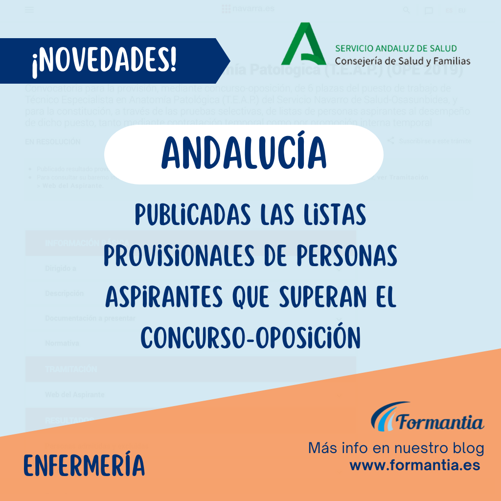 Listado provisional de aspirantes que superan la fase de concurso oposición de Enfermería para Andalucía