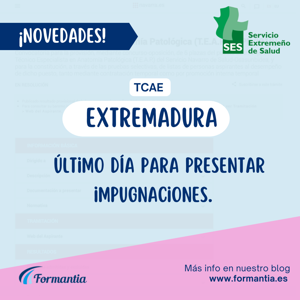 TCAE para Extremadura: último día para presentar impugnaciones