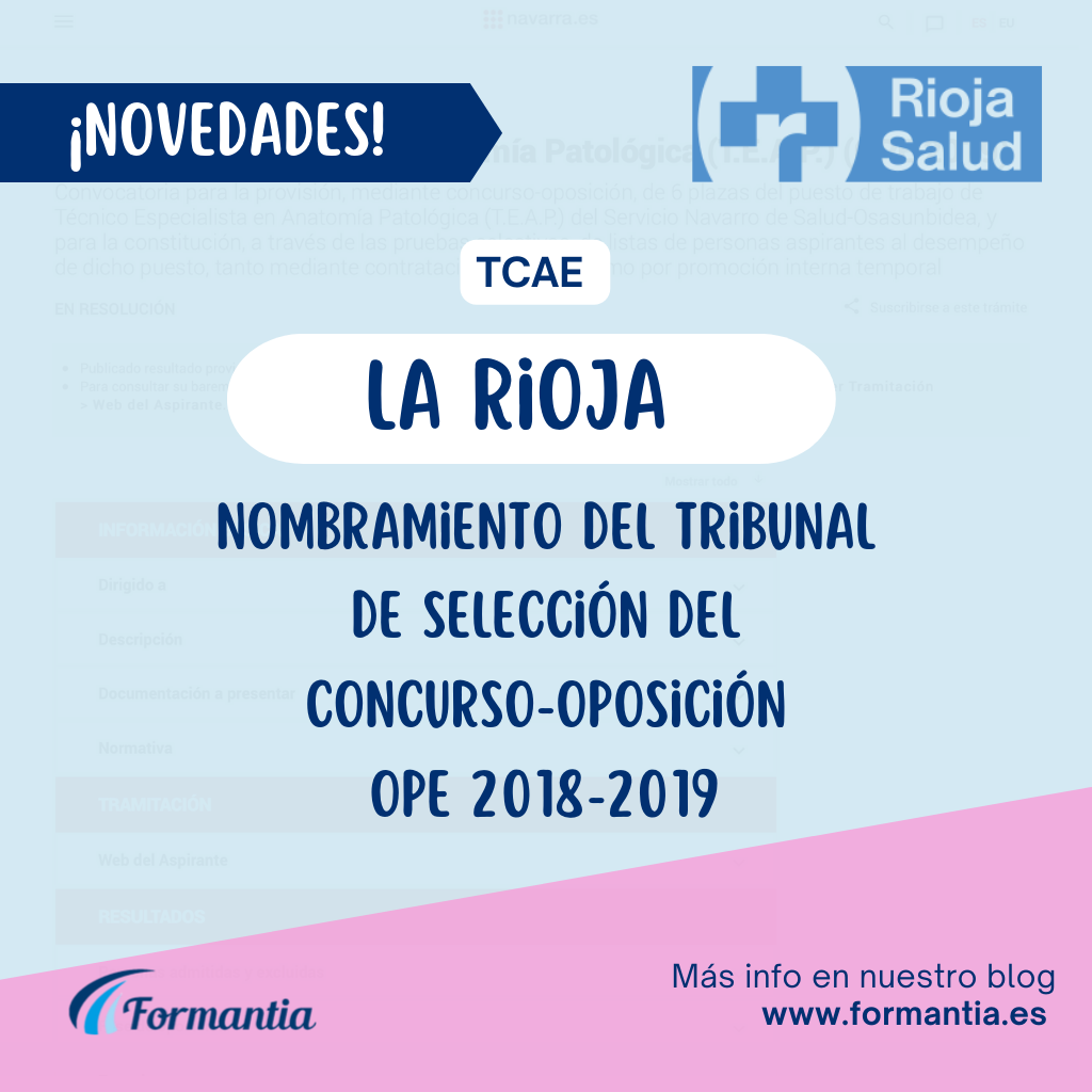 Nombramiento del tribunal de TCAE para La Rioja OPE 2018-2019