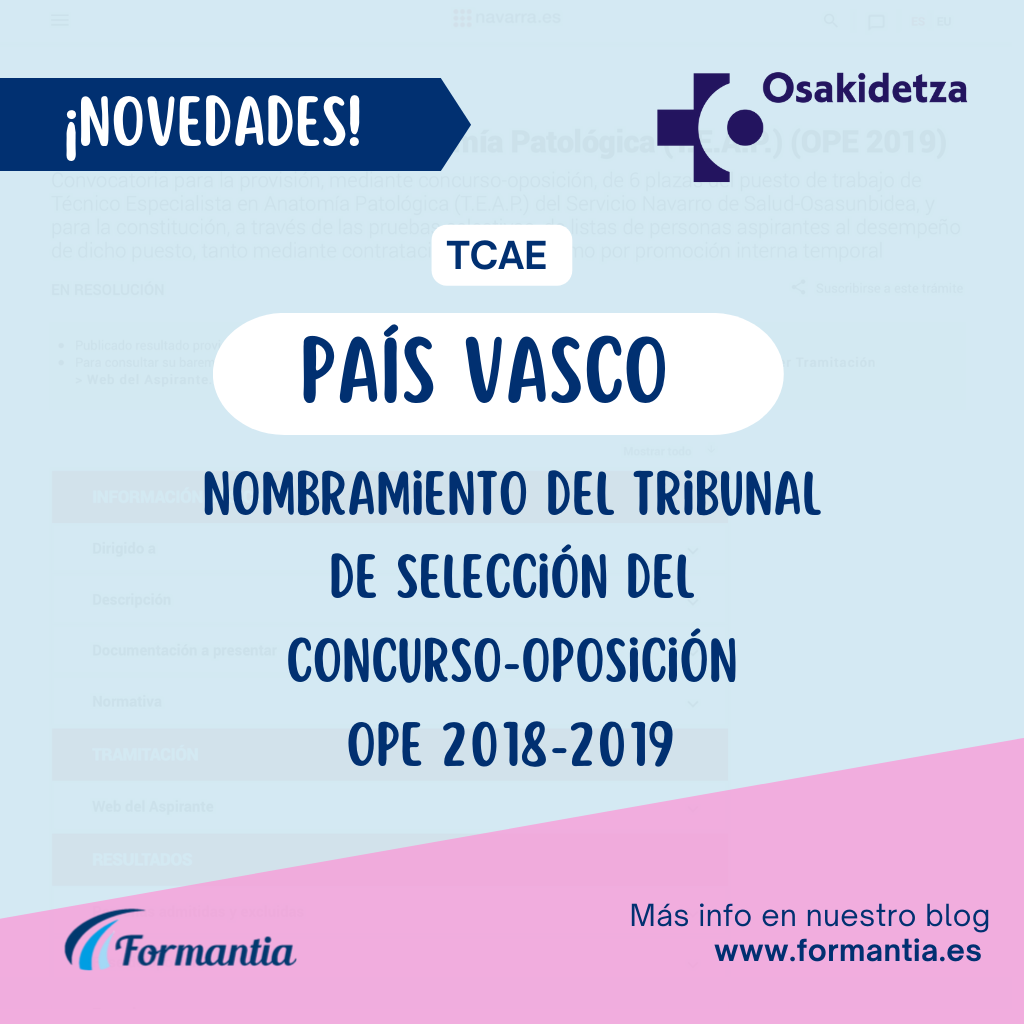 TCAE para País Vasco nombramiento tribunal OPE 2018-2019