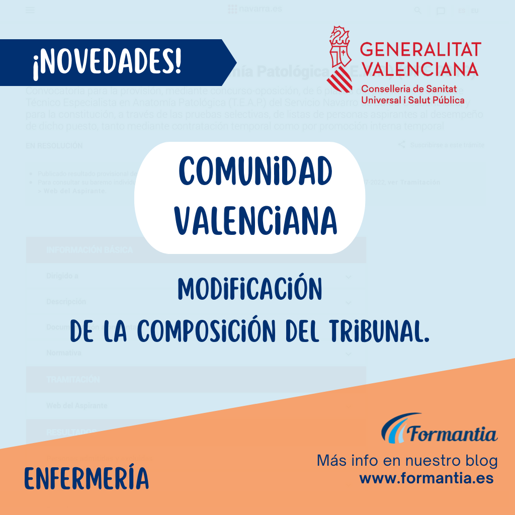 Enfermería para Comunidad Valenciana Modificación del tribunal