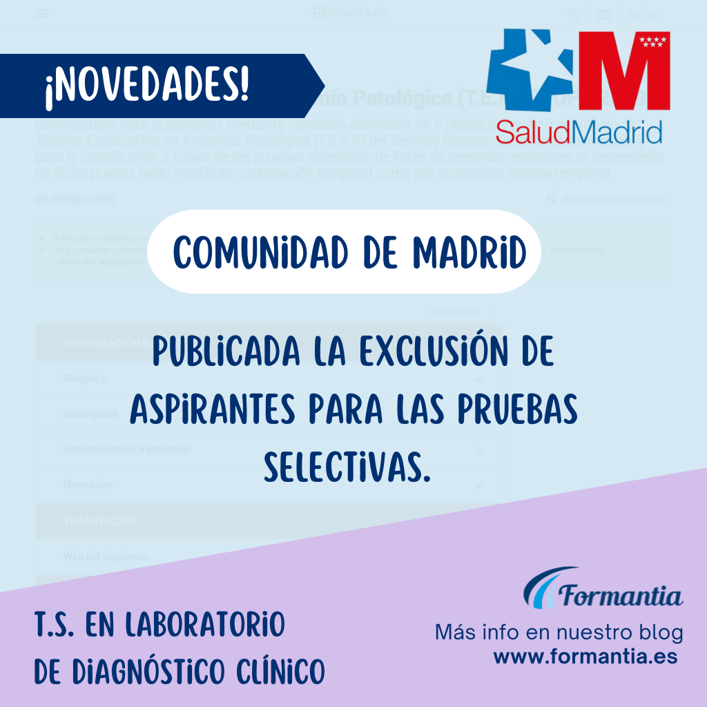 T.S. Laboratorio para Comunidad de Madrid: Publicado el listado de aspirantes excluidos.