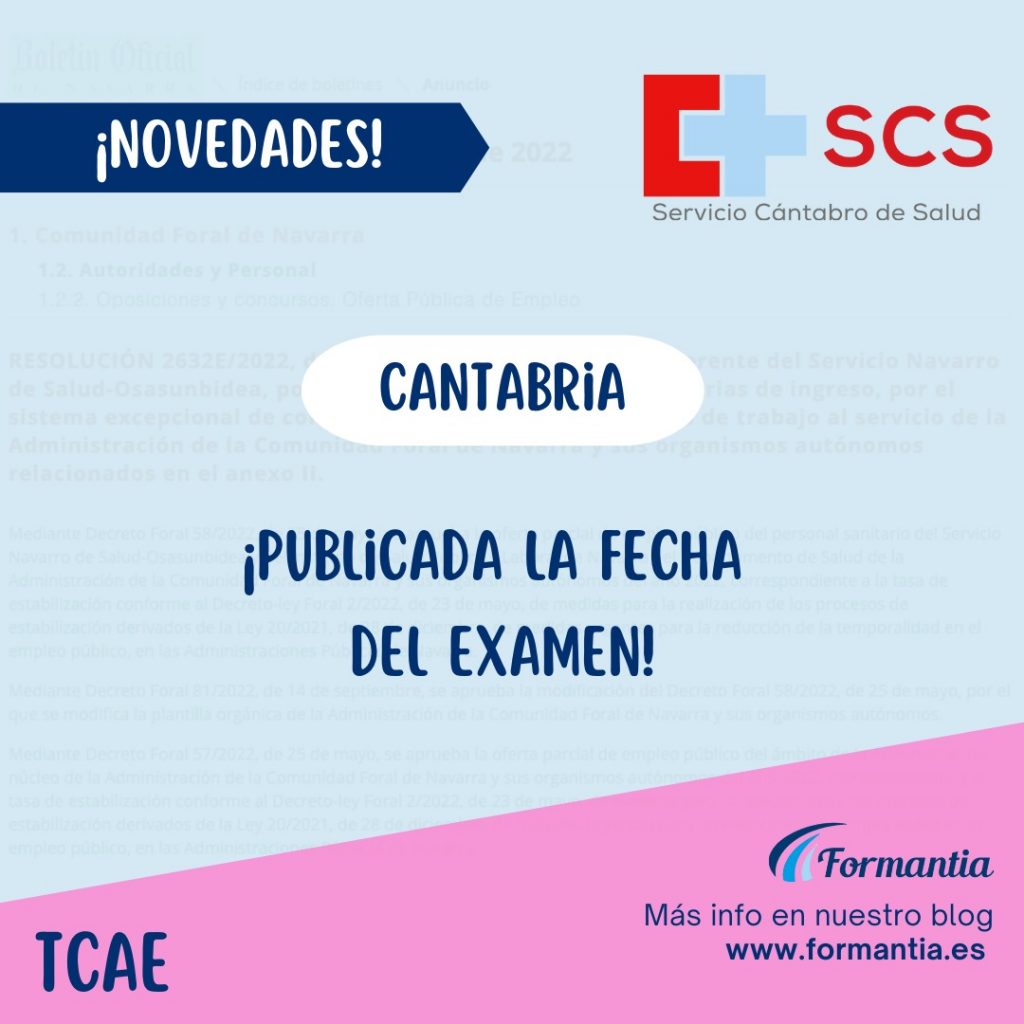 Formantia Fecha examen TCAE Cantabria