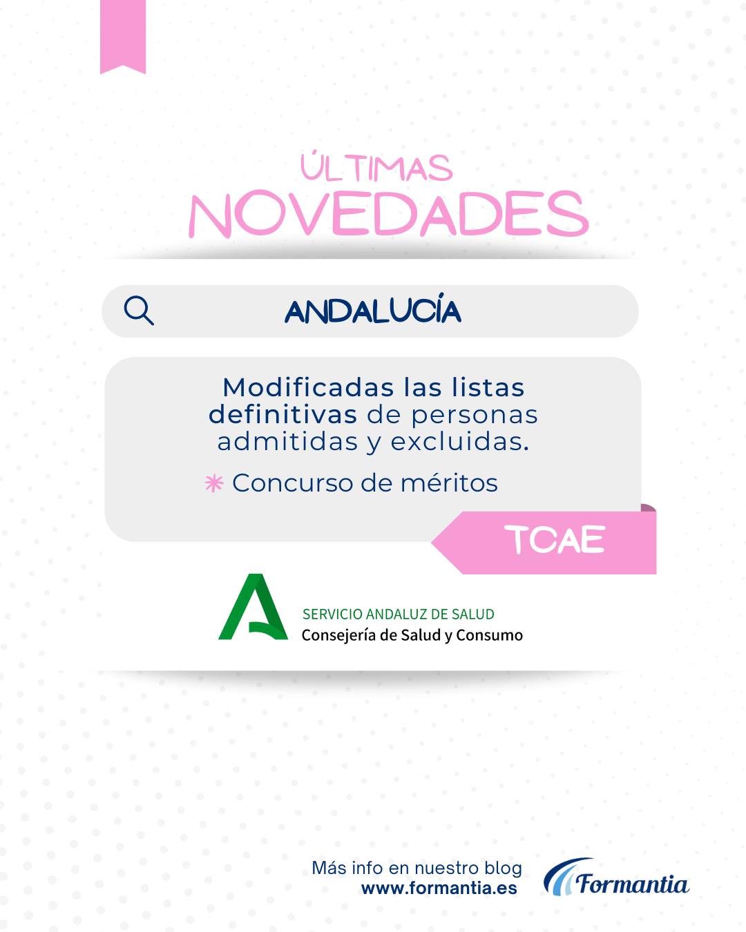 Modificadas listas definitivas de admitidos y excluidos para TCAE en Andalucía por concurso de méritos.