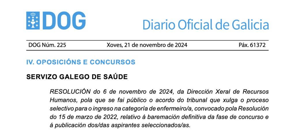 RESOLUCIÓN de 6 de noviembre de 2024